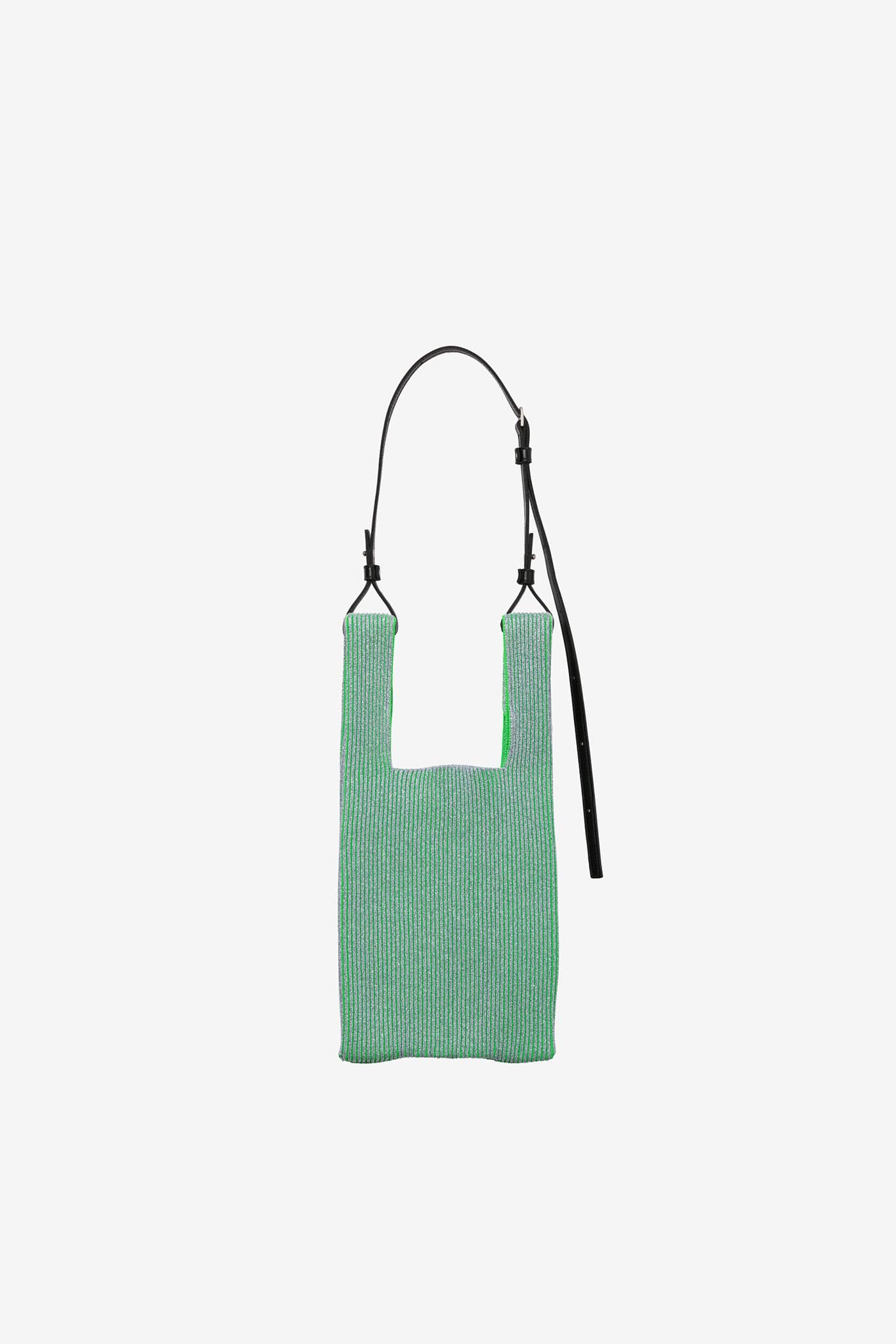 KYOTO METALLIC MARKET BAG SMALL / SILVER × NEON GREEN