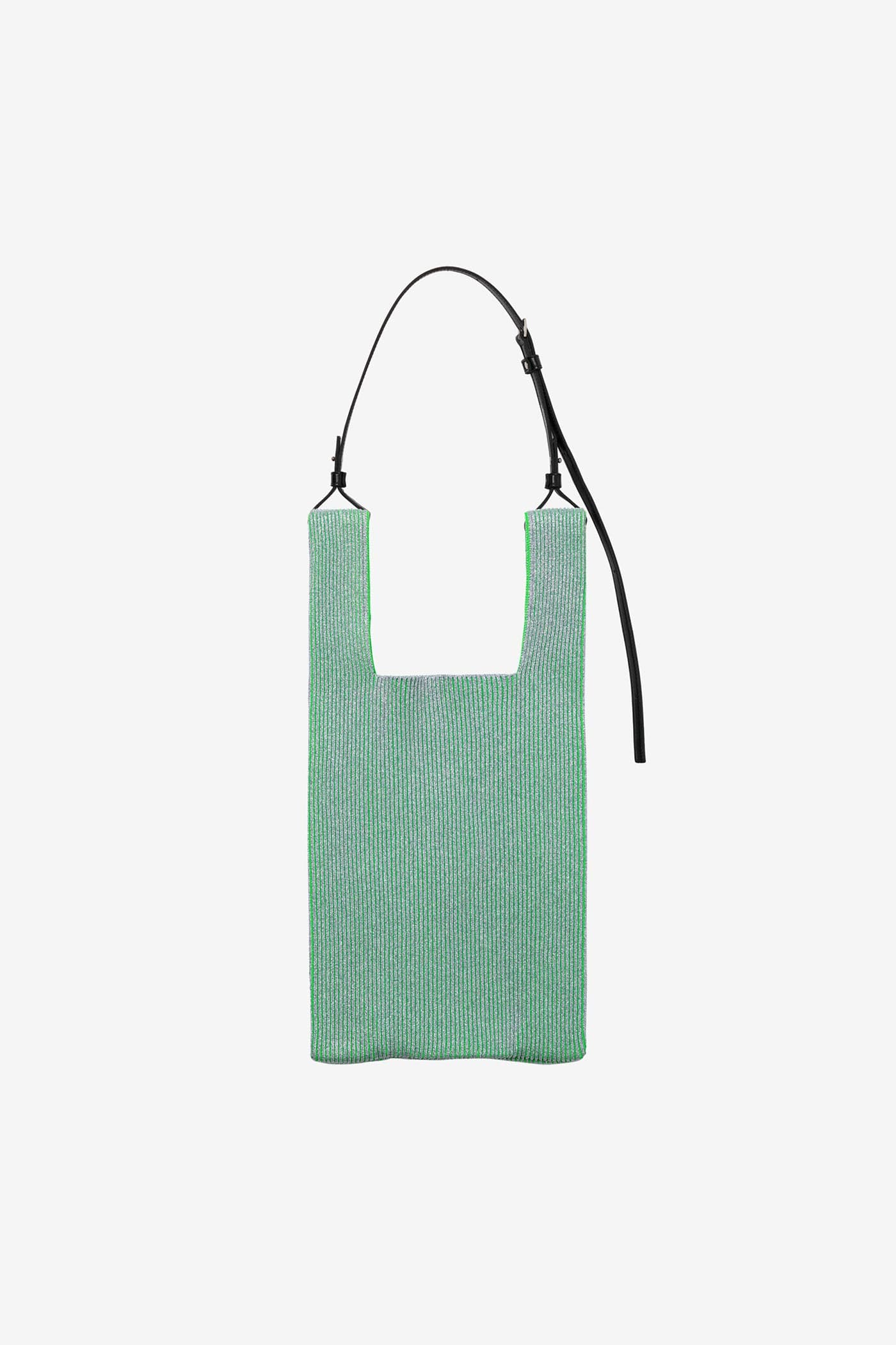 KYOTO METALLIC MARKET BAG MEDIUM / SILVER × NEON GREEN