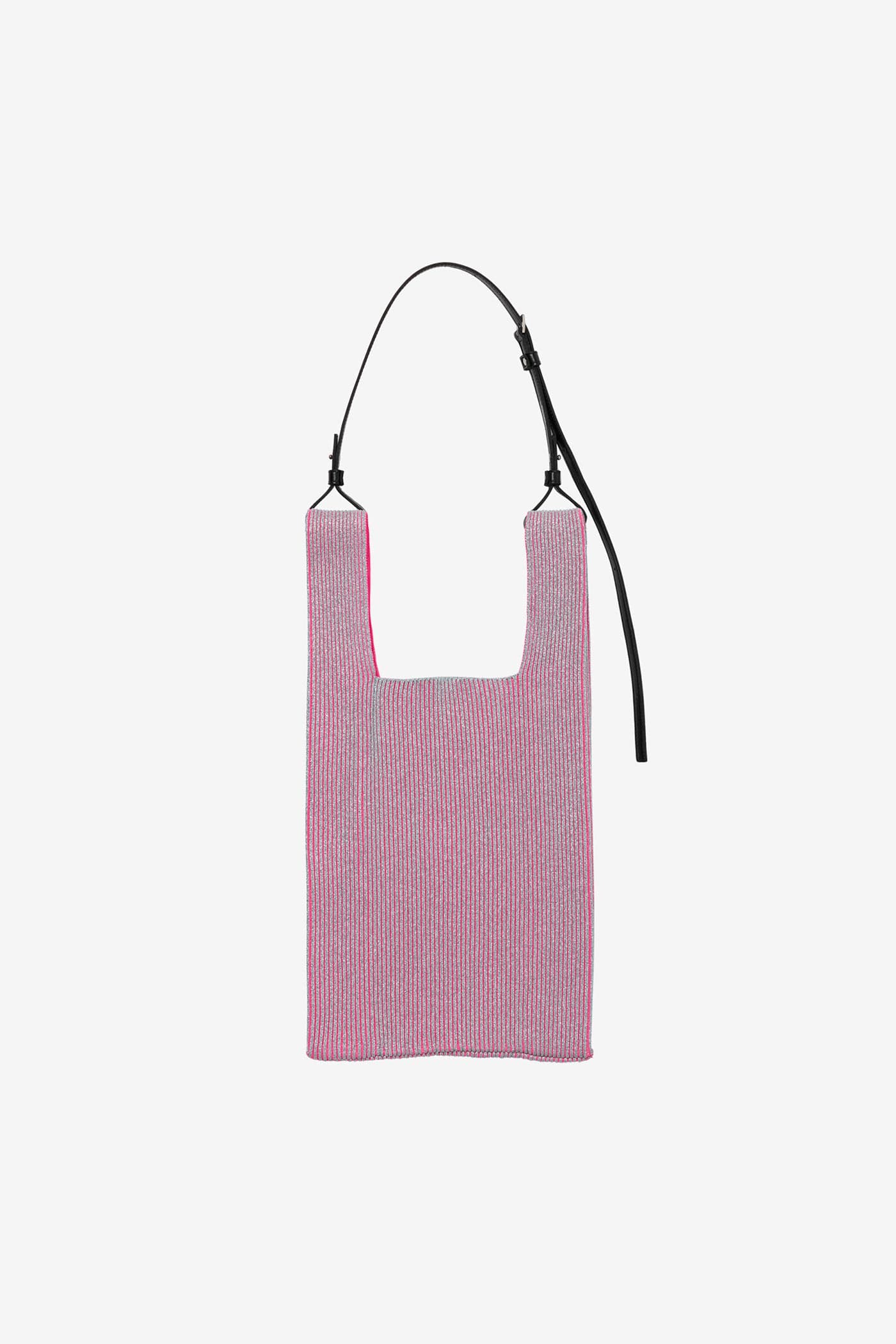 KYOTO METALLIC MARKET BAG MEDIUM / SILVER × NEON PINK