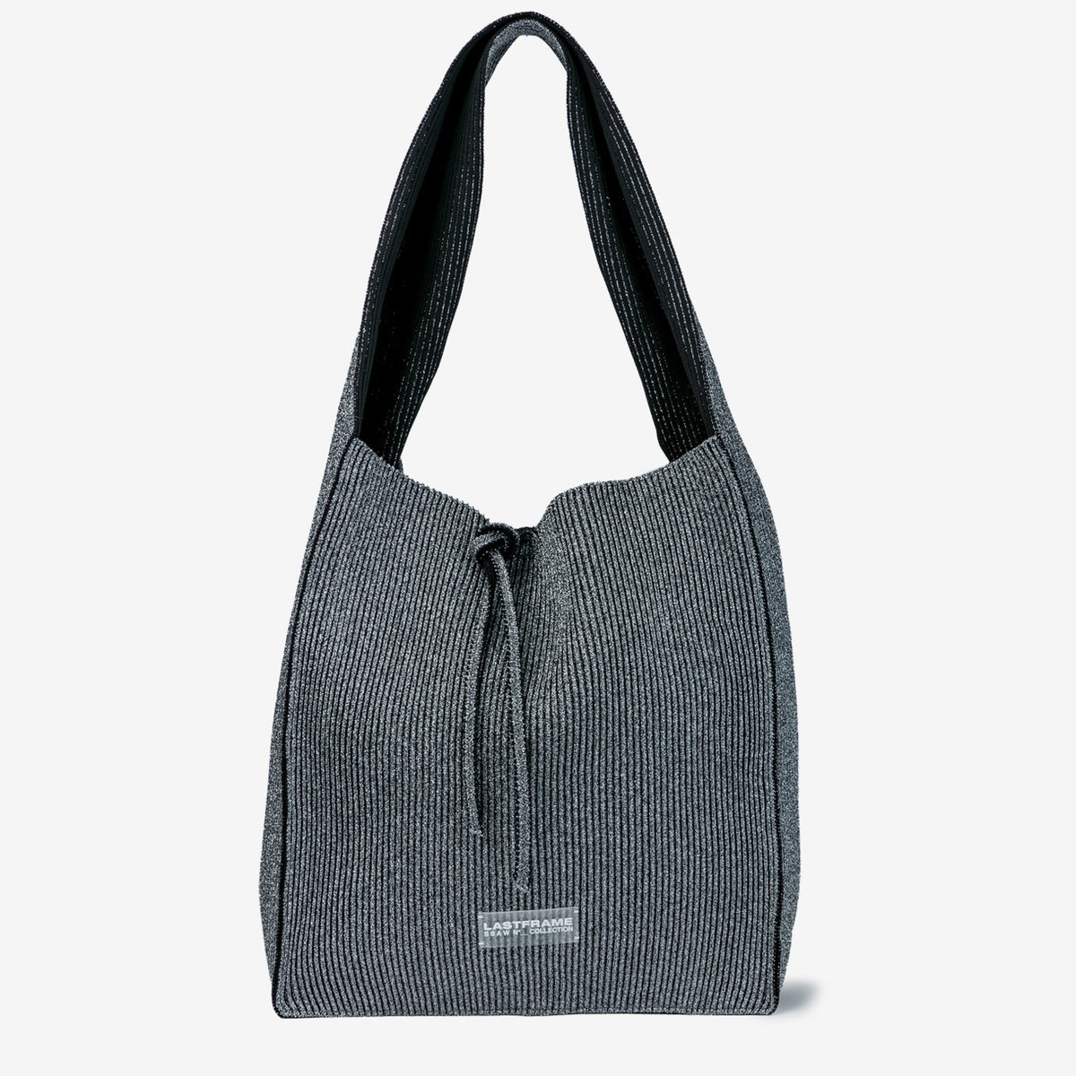 KYOTO METALLIC REVERSIBLE TASUKI TOTE LARGE / DARK SILVER × BLACK 