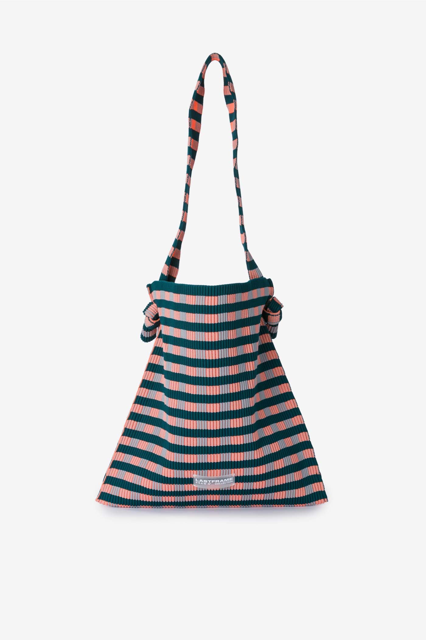 MUSUBI TOTE / GRID D.Green × Orange