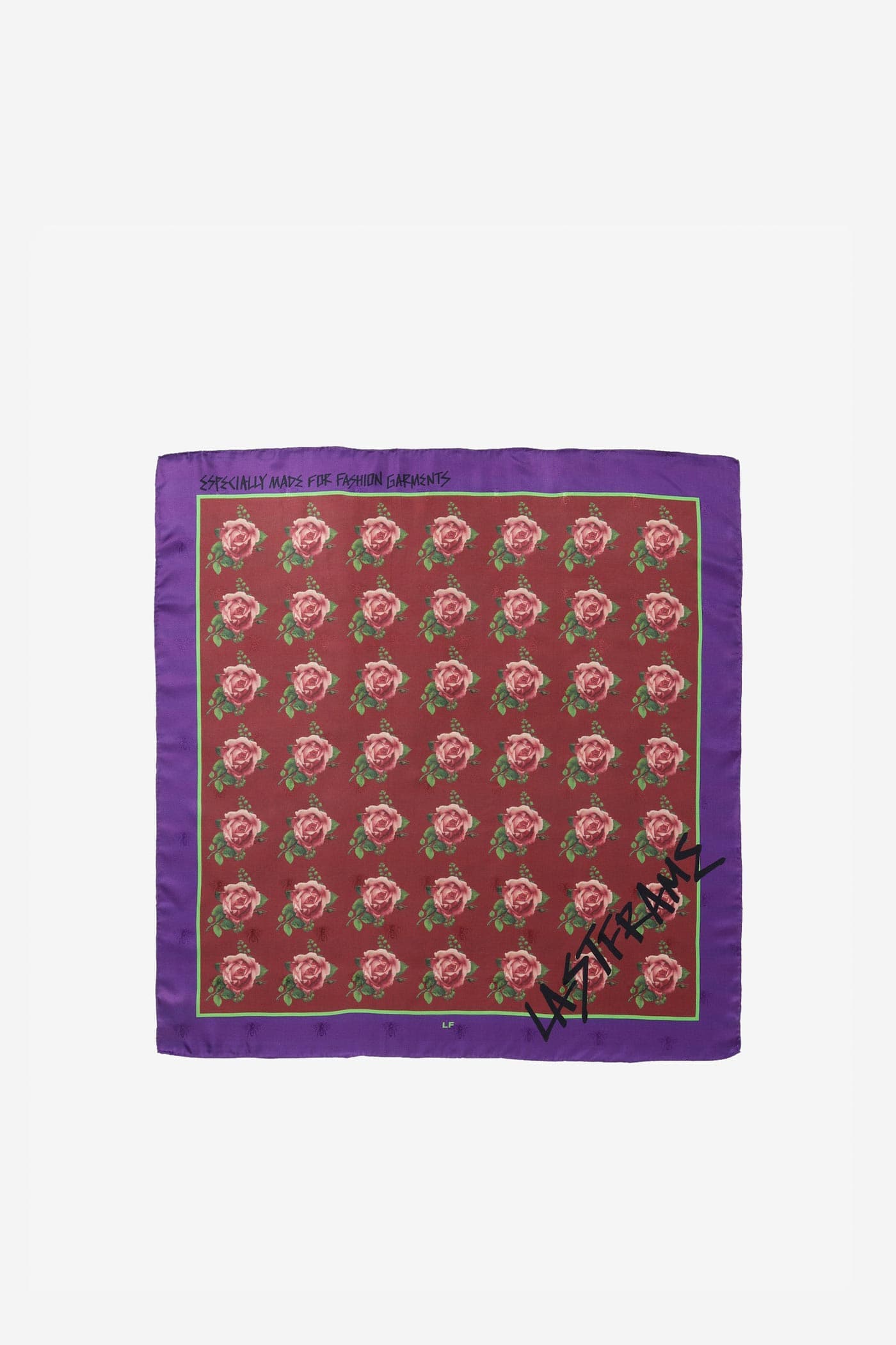 ROSE SILK SCARF 90cm × 90cm / PURPLE × BURGUNDY