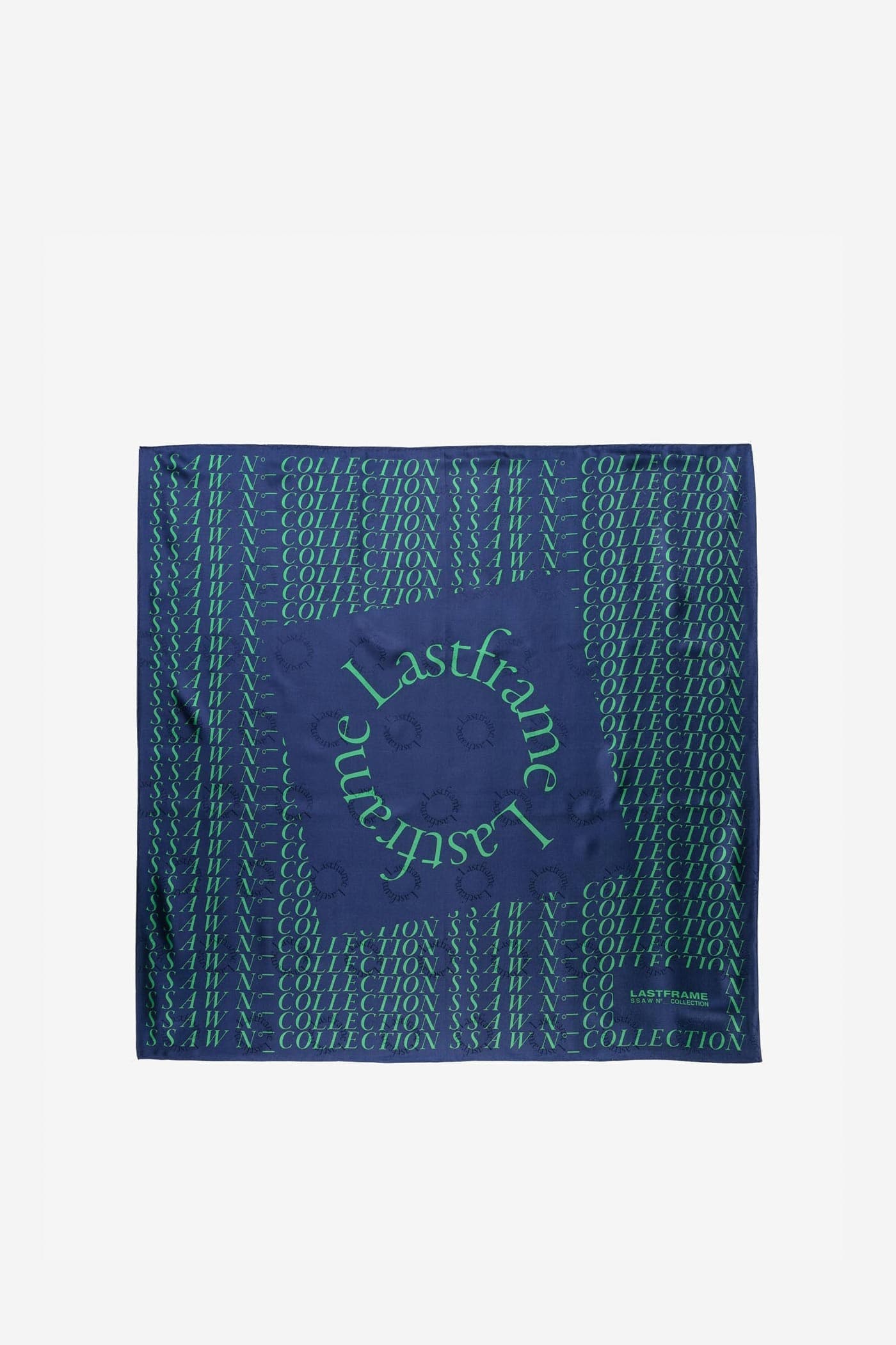 SSAW SILK SCARF 90cm × 90cm / NAVY × GREEN