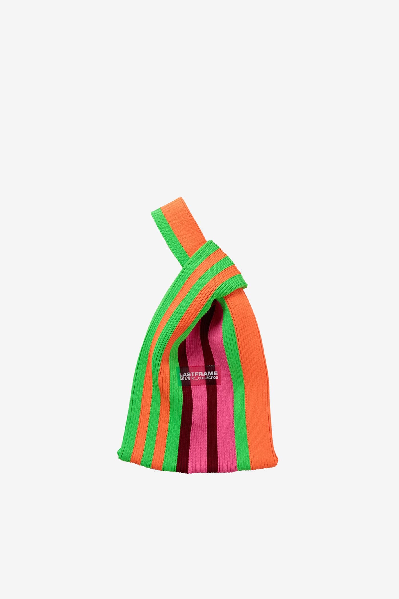 RANDOM STRIPE KNOT BAG / NEON GREEN MULTI