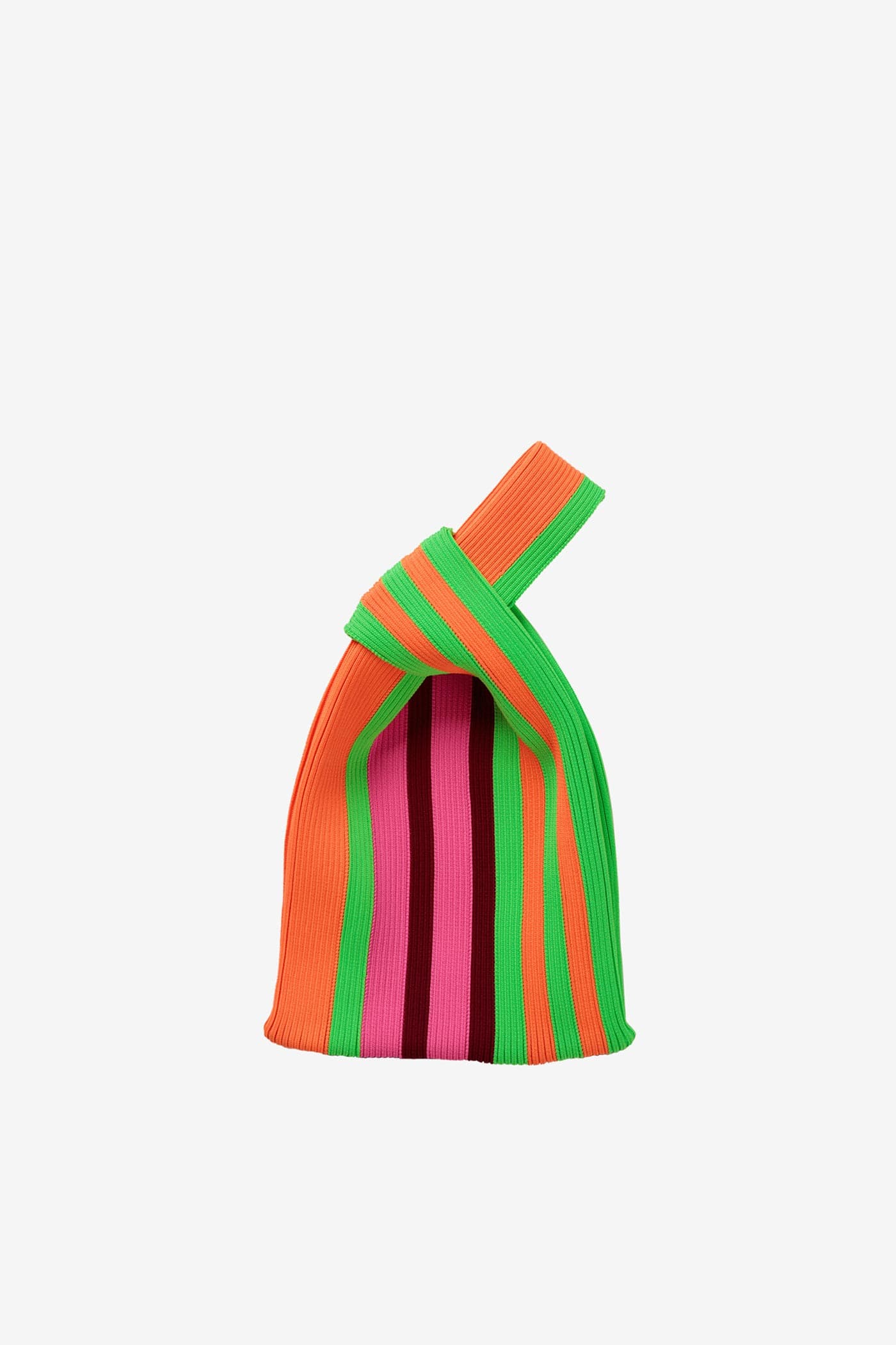 RANDOM STRIPE KNOT BAG / NEON GREEN MULTI