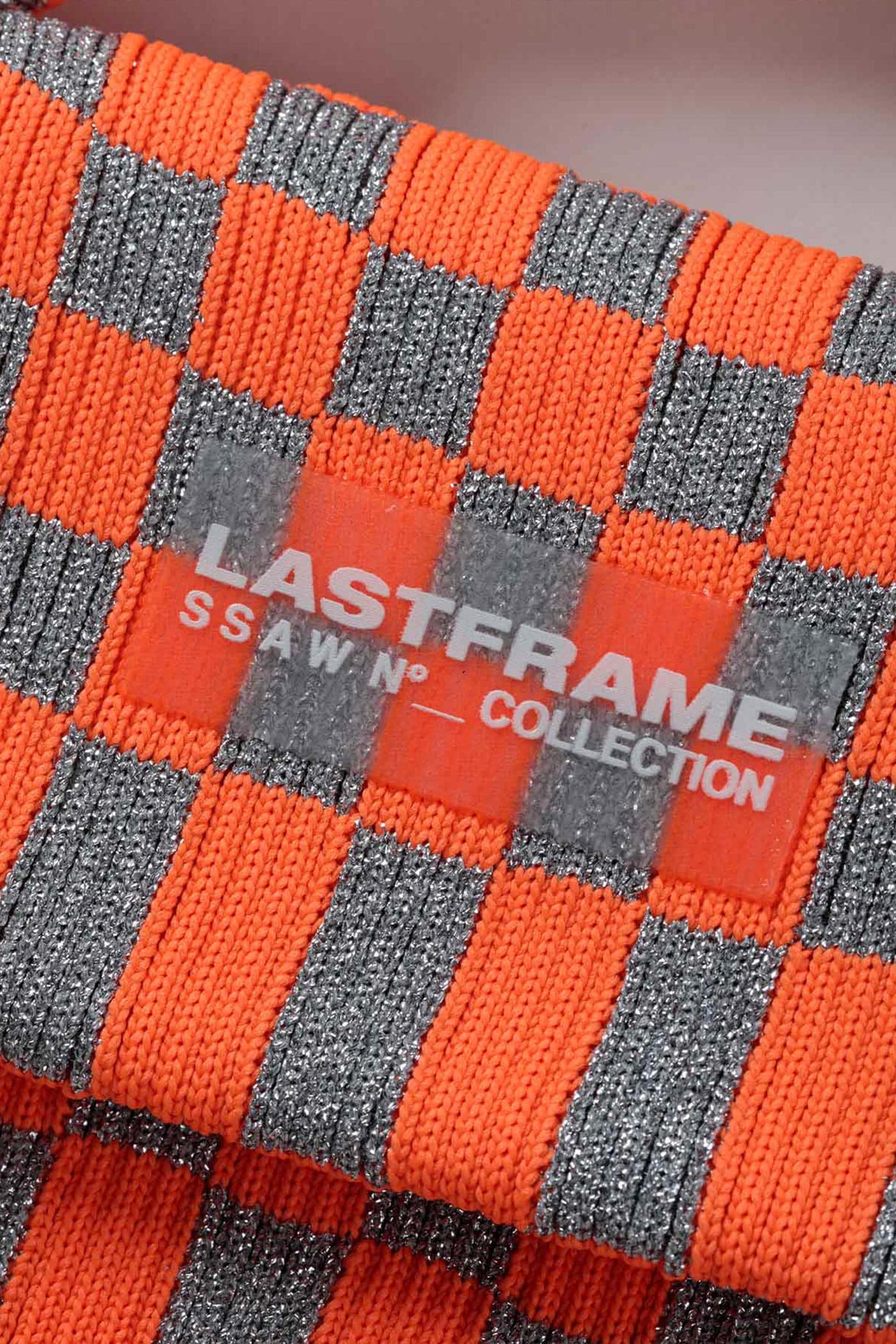 METALLIC ICHIMATSU OBI BAG / SILVER × NEON ORANGE – LASTFRAME