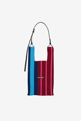 RANDOM STRIPE MARKET BAG MEDIUM / BORDEAUX × NEON PINK