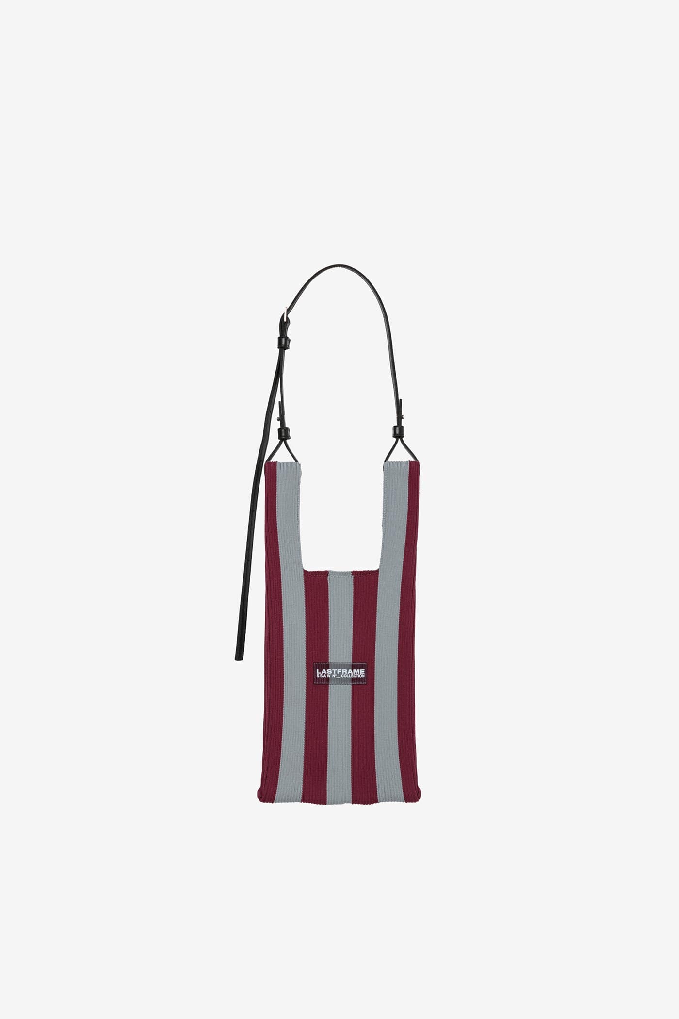 STRIPE MARKET BAG SMALL / BURGUNDY × GRAY