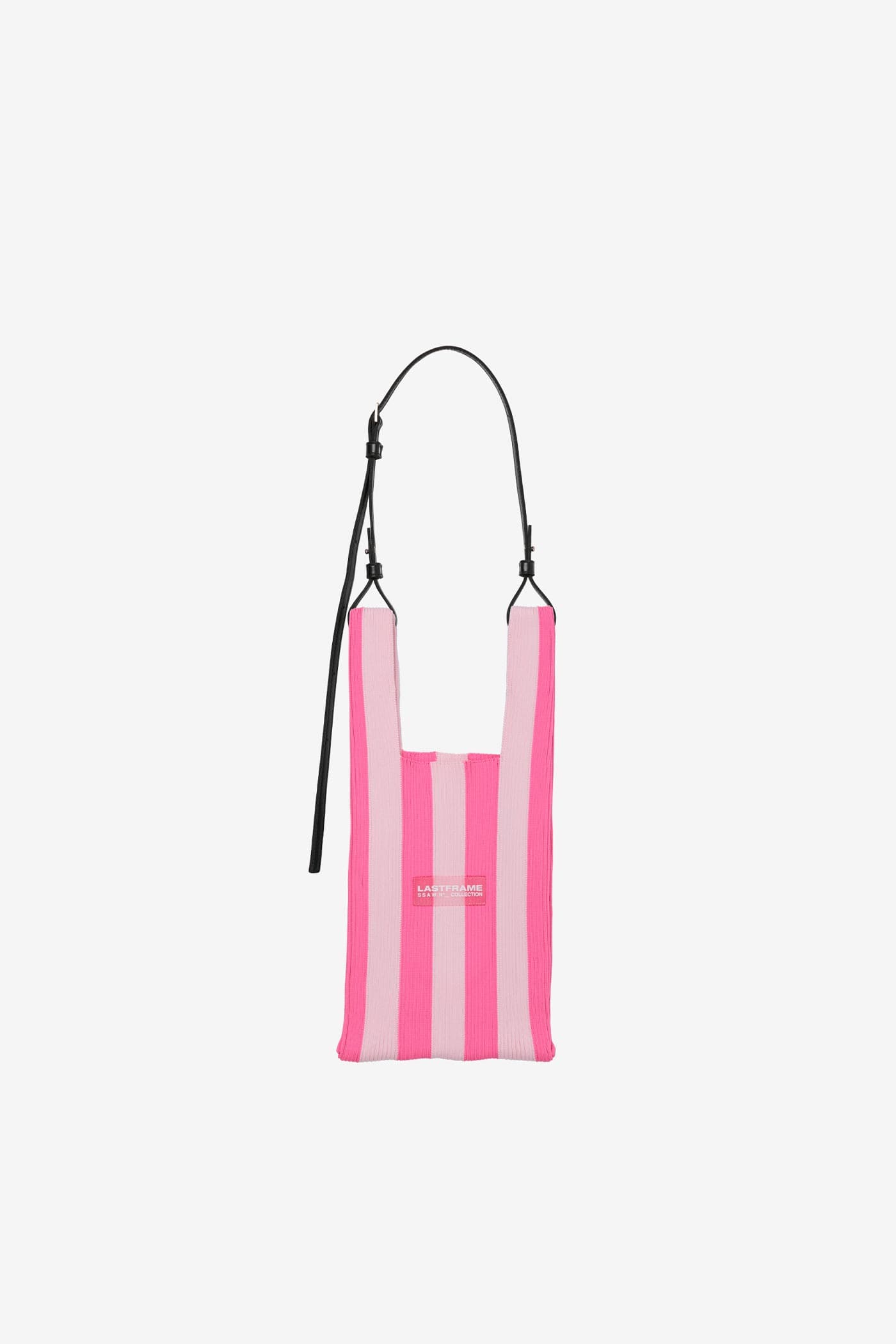 STRIPE MARKET BAG SMALL / NEON PINK × LIGHT PINK