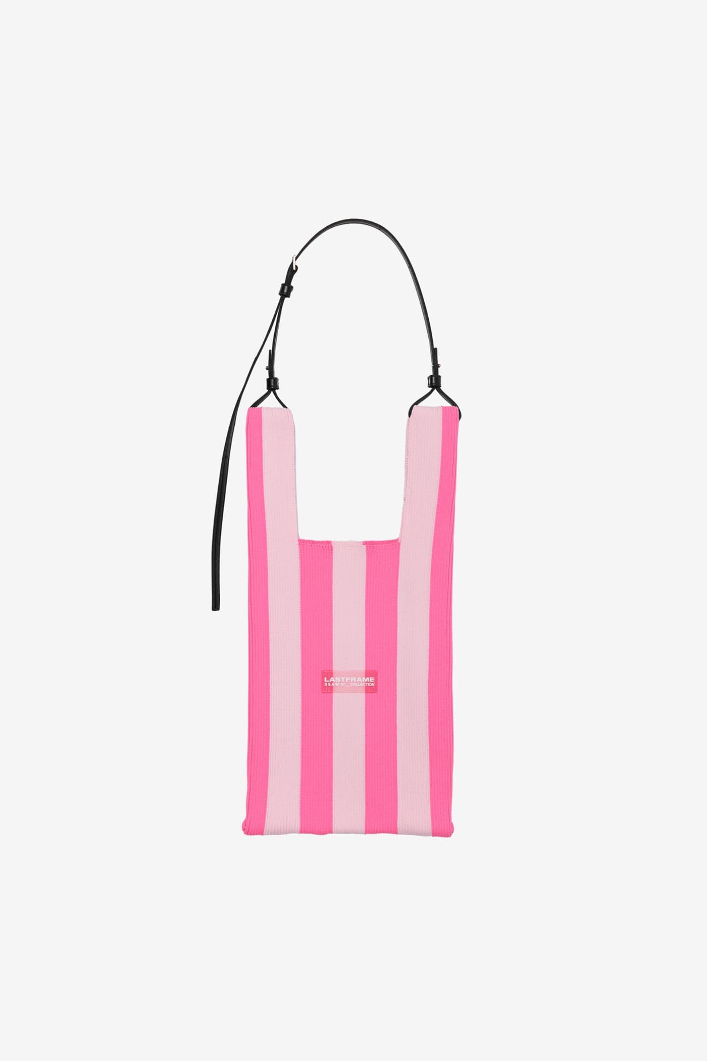 STRIPE MARKET BAG MEDIUM / NEON PINK × LIGHT PINK