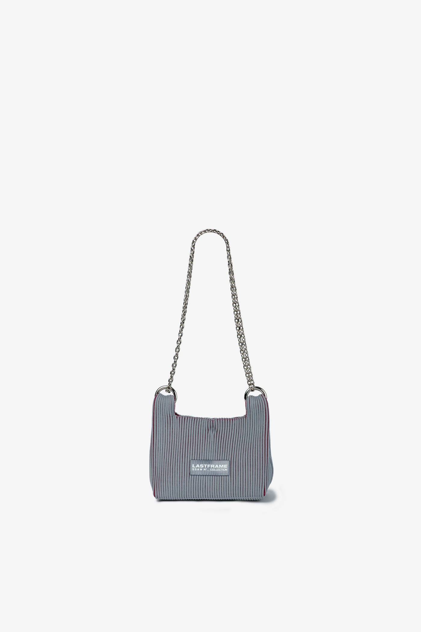WRAP BAG MINI (CHAIN) / GRAY × BURGUNDY