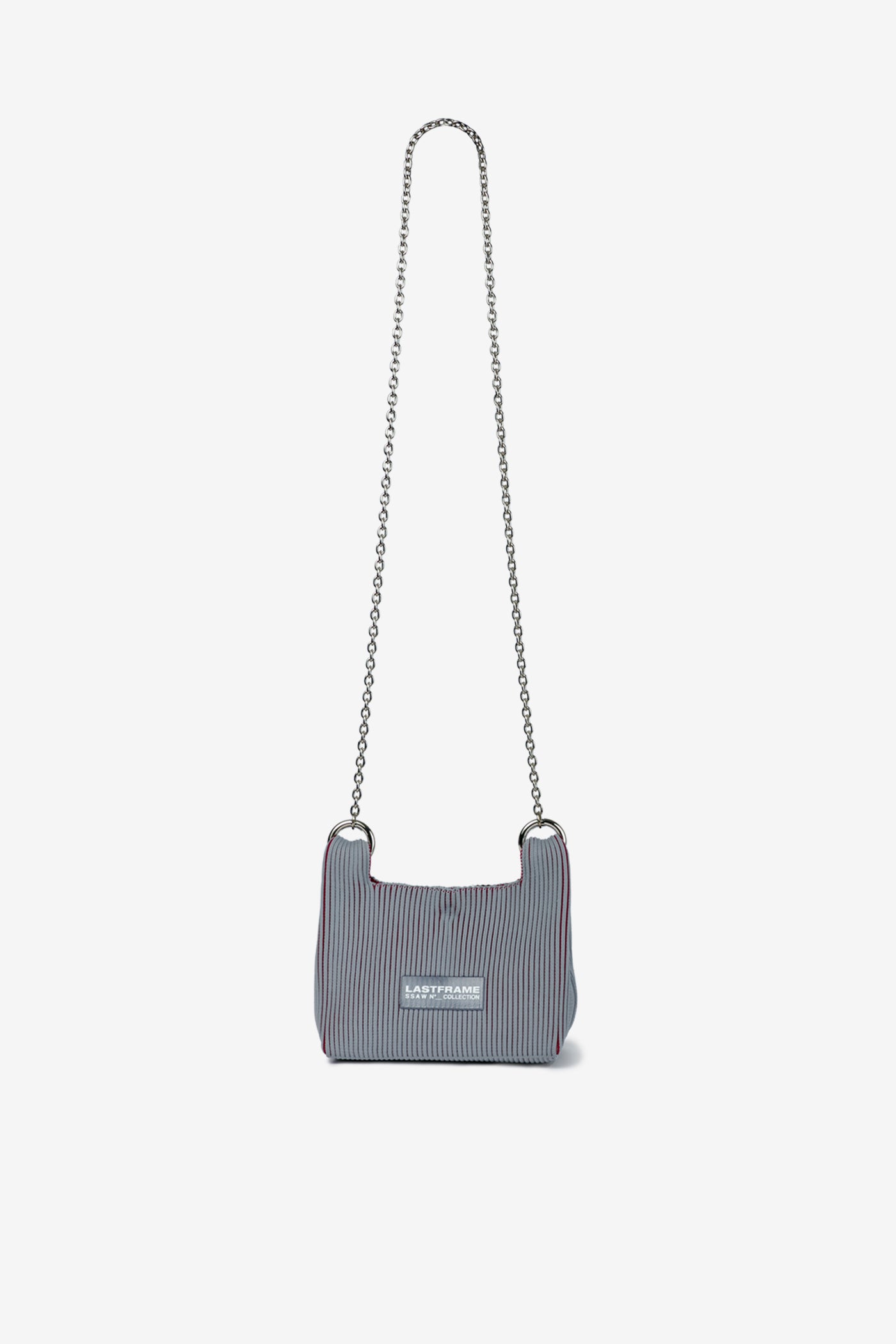 WRAP BAG MINI (CHAIN) / GRAY × BURGUNDY