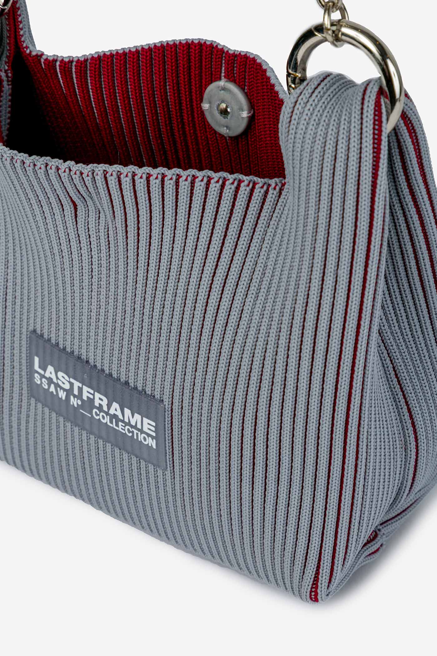 WRAP BAG MINI (CHAIN) / GRAY × BURGUNDY