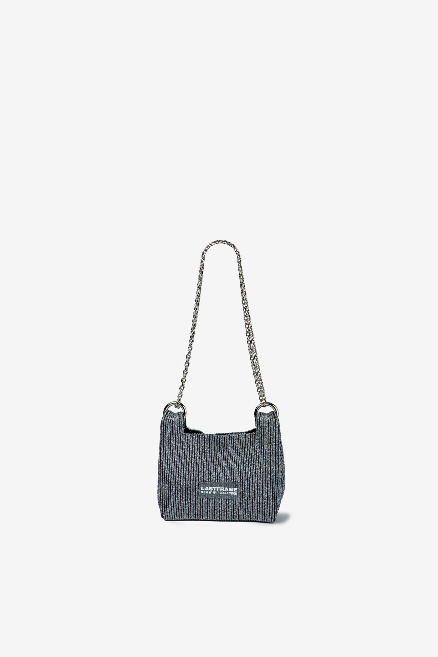 KYOTO METALLIC WRAP BAG MINI (CHAIN) / DARK SILVER × BLACK