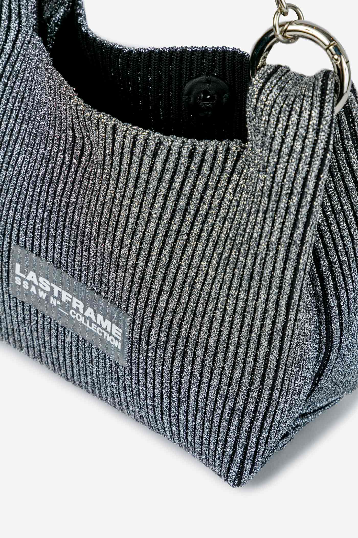 KYOTO METALLIC WRAP BAG MINI (CHAIN) / DARK SILVER × BLACK