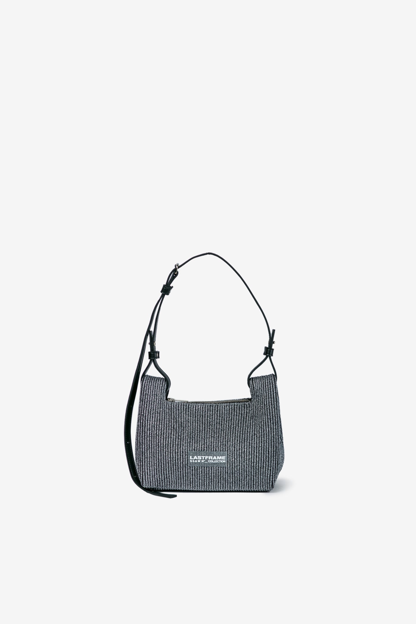 KYOTO METALLIC WRAP BAG SMALL / DARK SILVER × BLACK