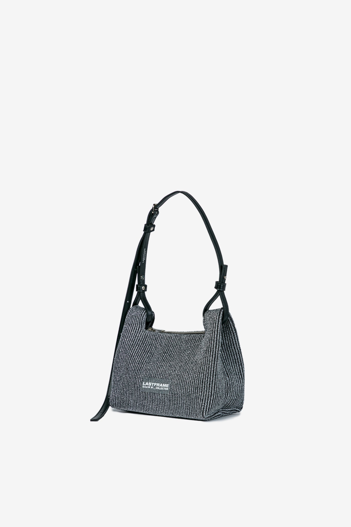 KYOTO METALLIC WRAP BAG SMALL / DARK SILVER × BLACK