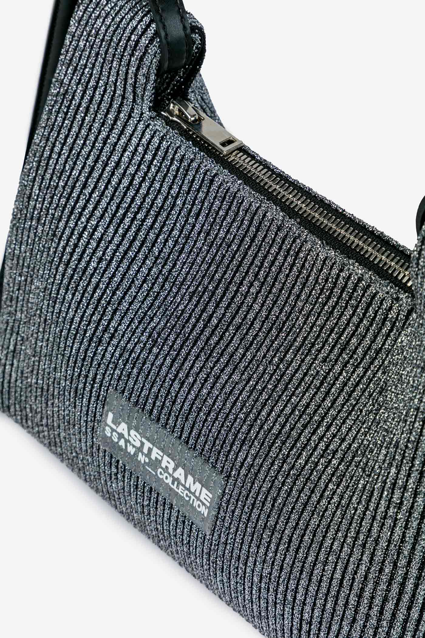 KYOTO METALLIC WRAP BAG SMALL / DARK SILVER × BLACK