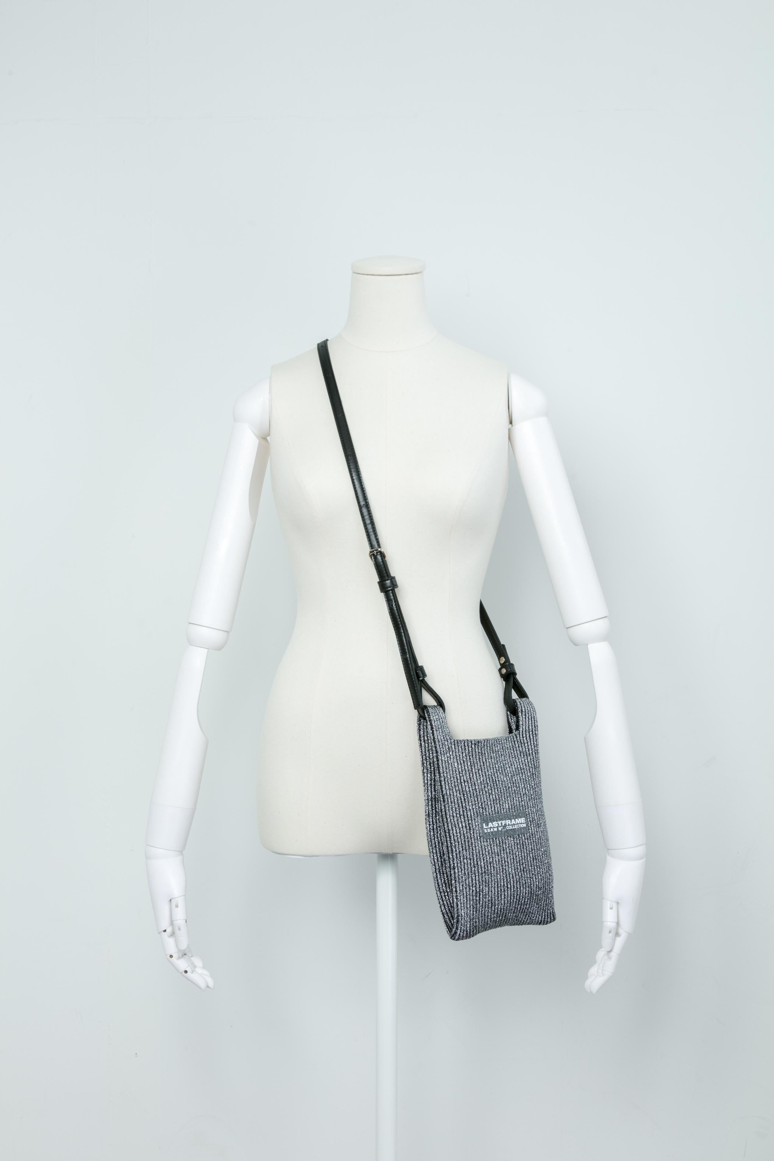 KYOTO METALLIC MARKET BAG MINI (STRAP) / DARK SILVER × BLACK