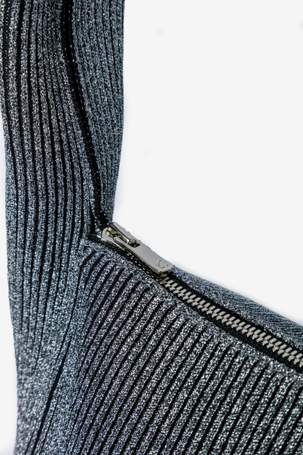 KYOTO METALLIC HANAKAGO BAG / DARK SILVER × BLACK