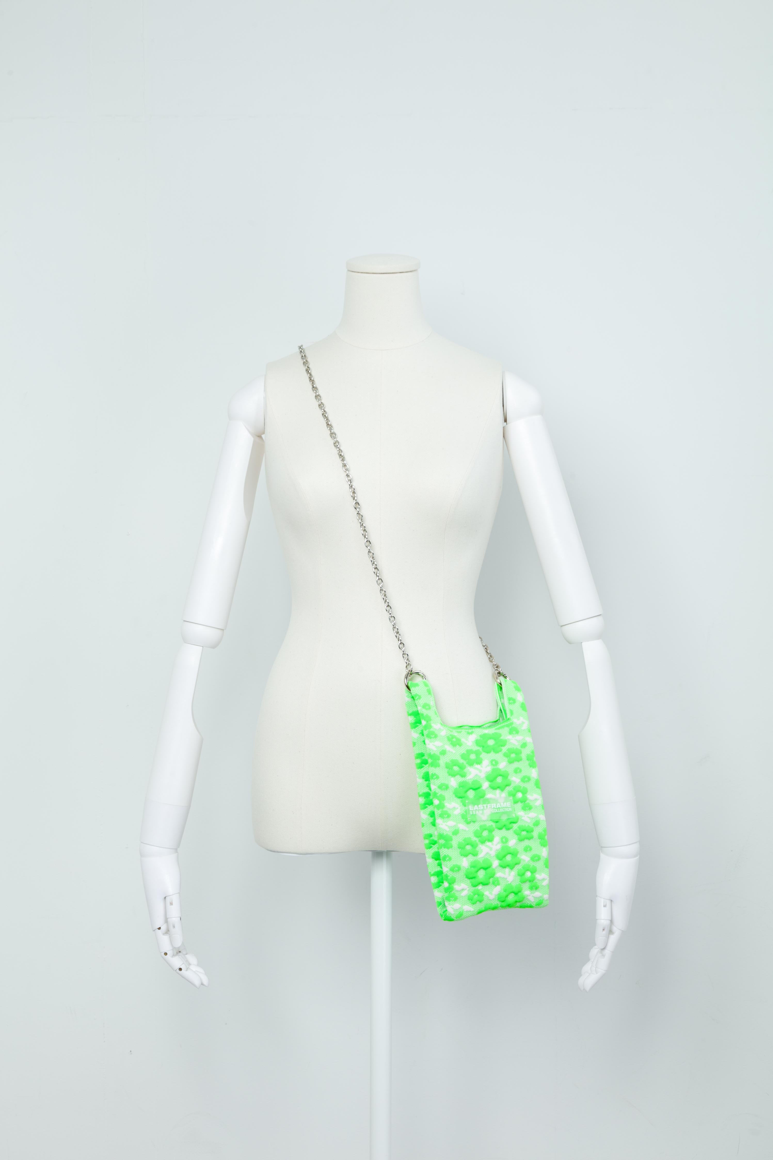 KOMON MARKET BAG MINI / NEON GREEN × IVORY