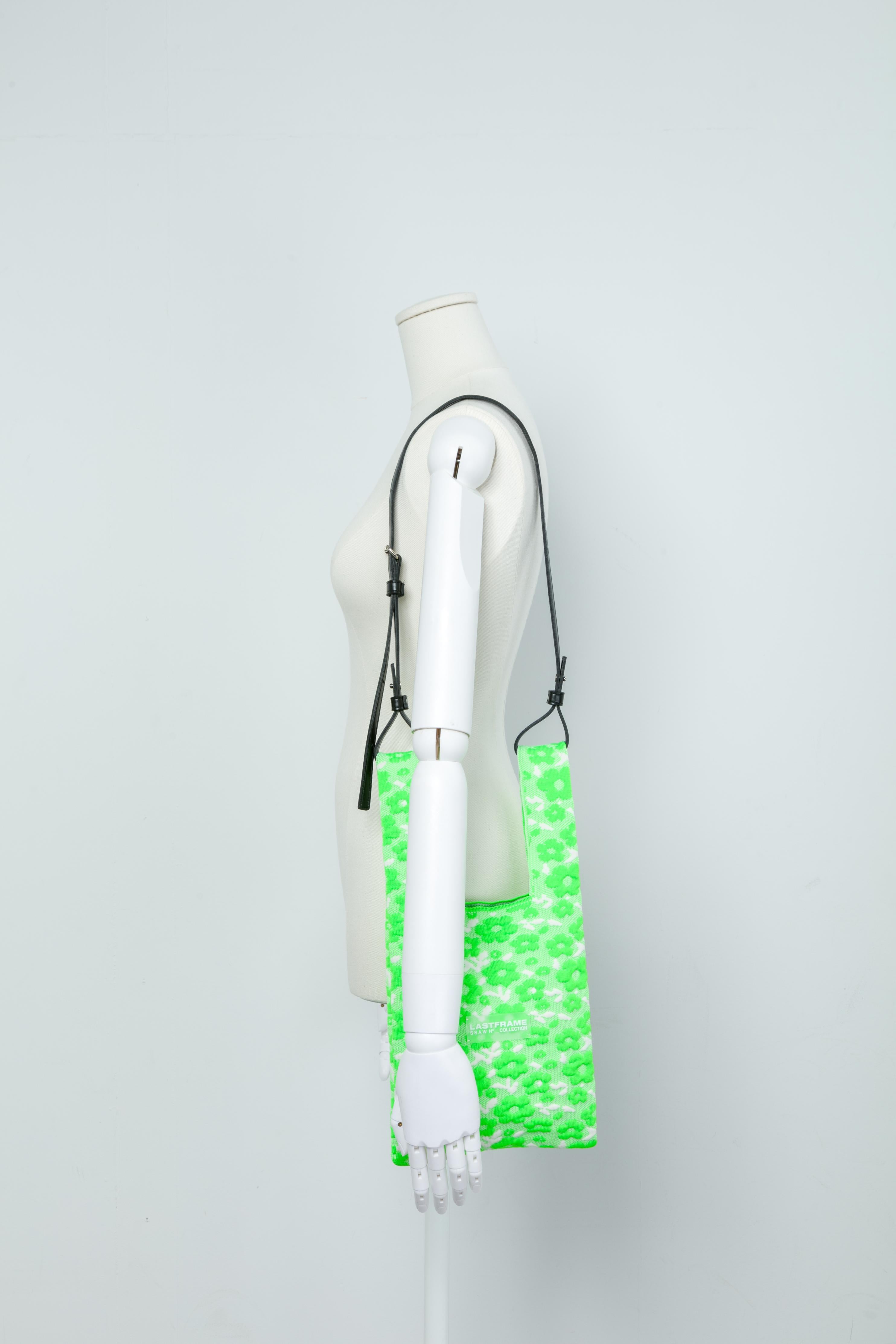 KOMON MARKET BAG SMALL / NEON GREEN × IVORY