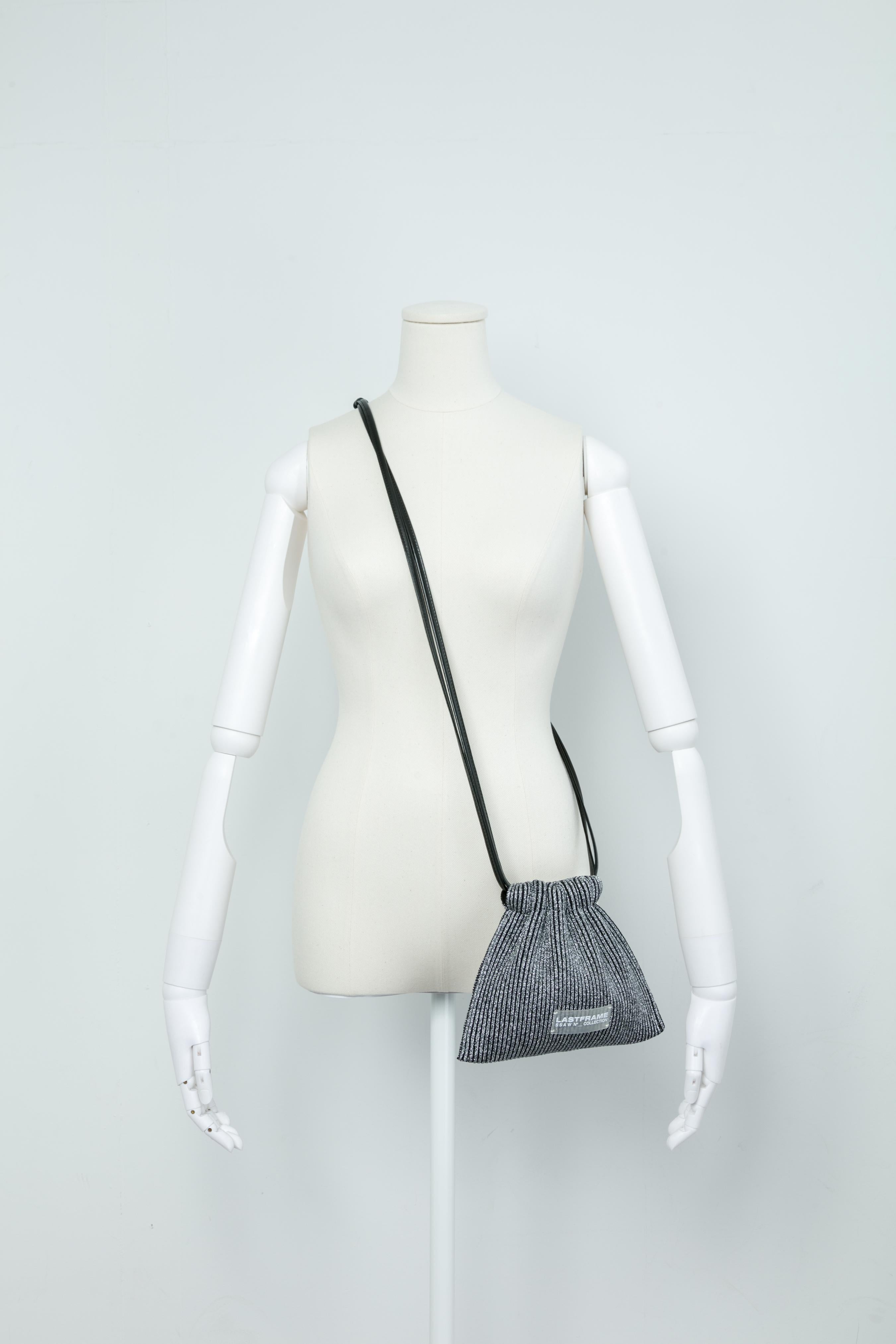 KYOTO METALLIC SACK BAG MINI / DARK SILVER × BLACK