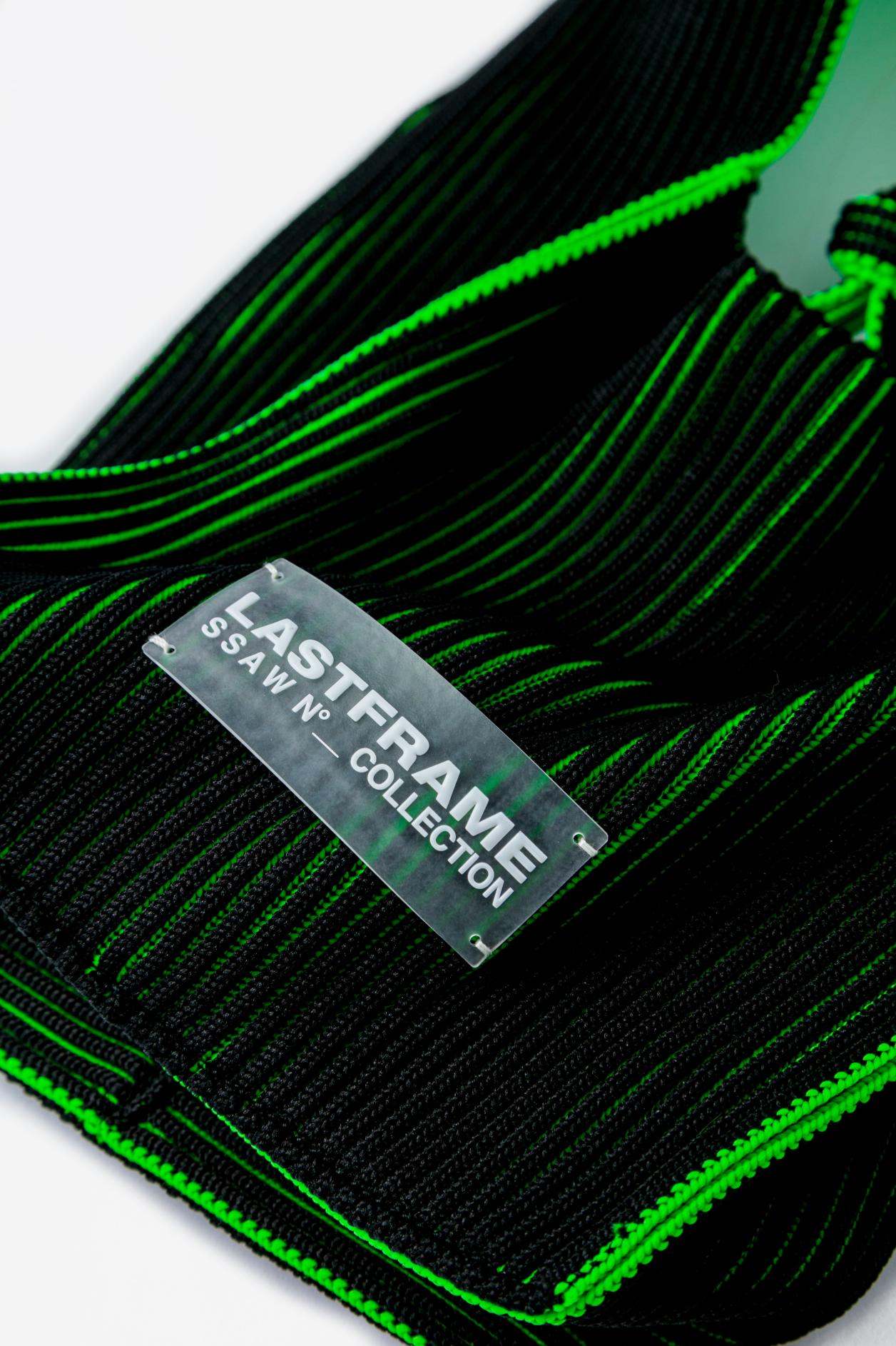 KASANE REVERSIBLE TASUKI TOTE MINI / BLACK × NEON GREEN