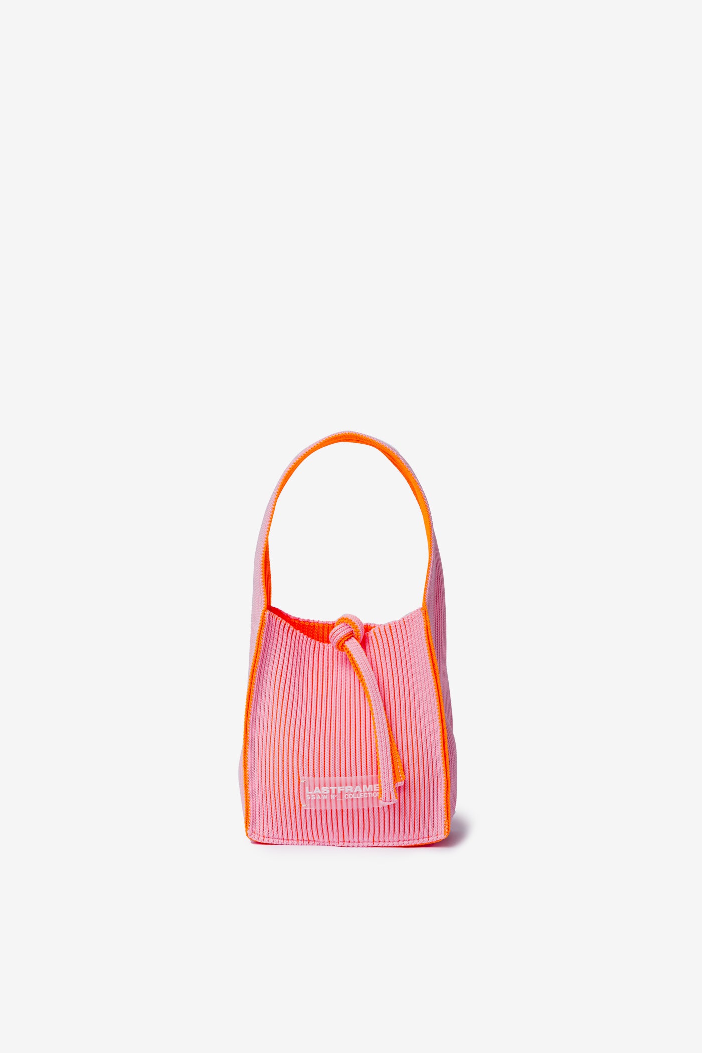 KASANE REVERSIBLE TASUKI TOTE MINI / LIGHT PINK × NEON ORANGE