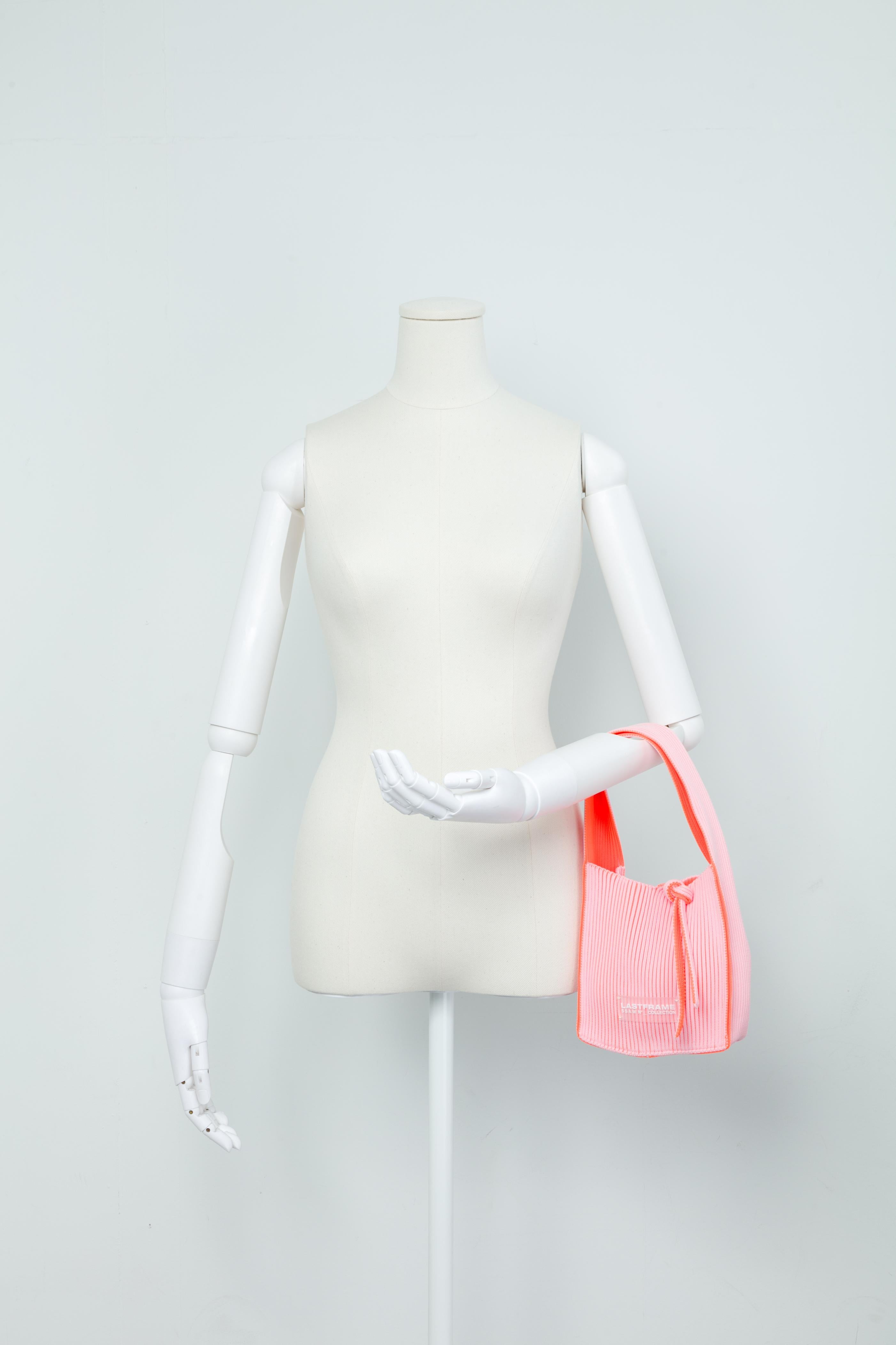 KASANE REVERSIBLE TASUKI TOTE MINI / LIGHT PINK × NEON ORANGE