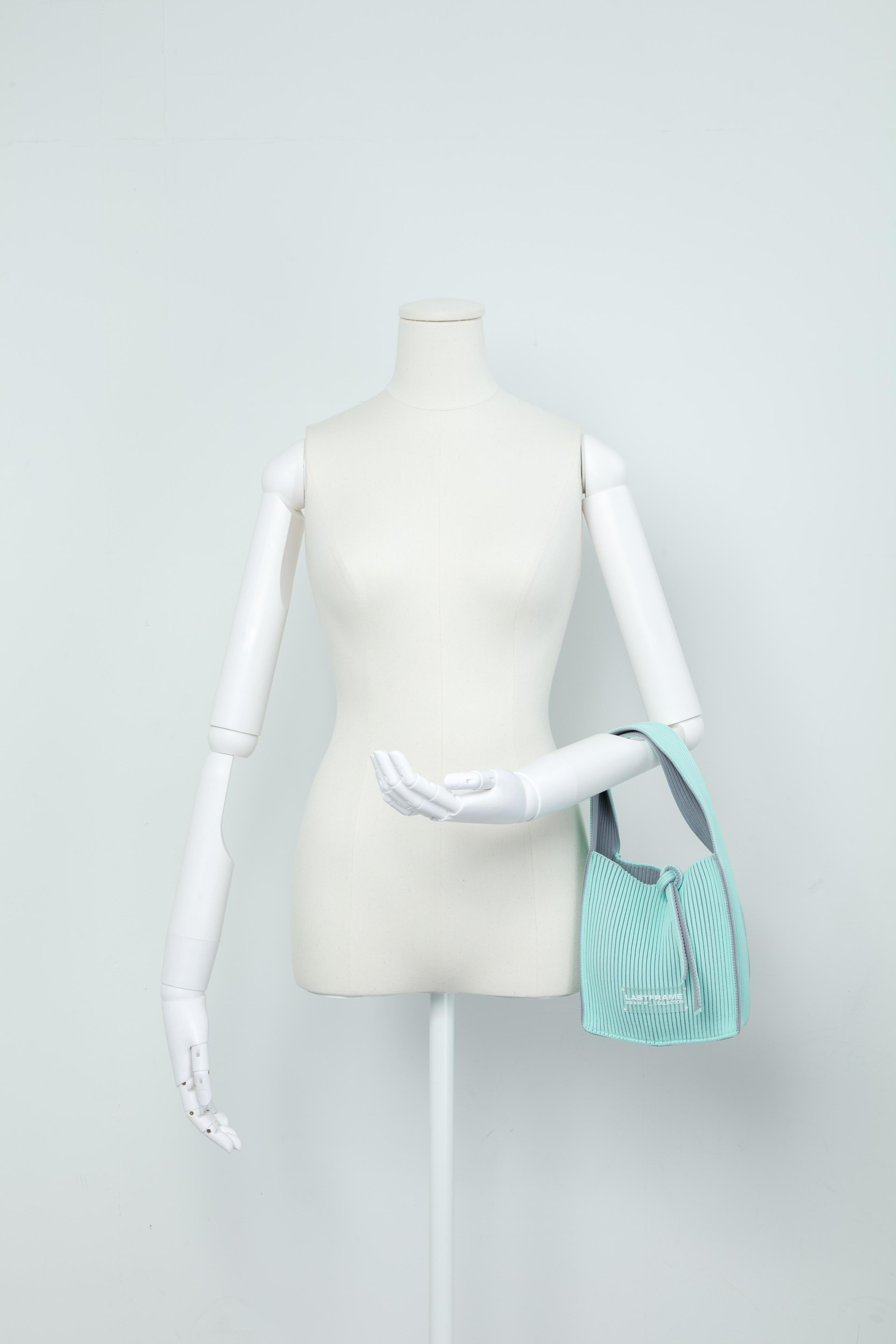 KASANE REVERSIBLE TASUKI TOTE MINI / MINT GREEN × GRAY