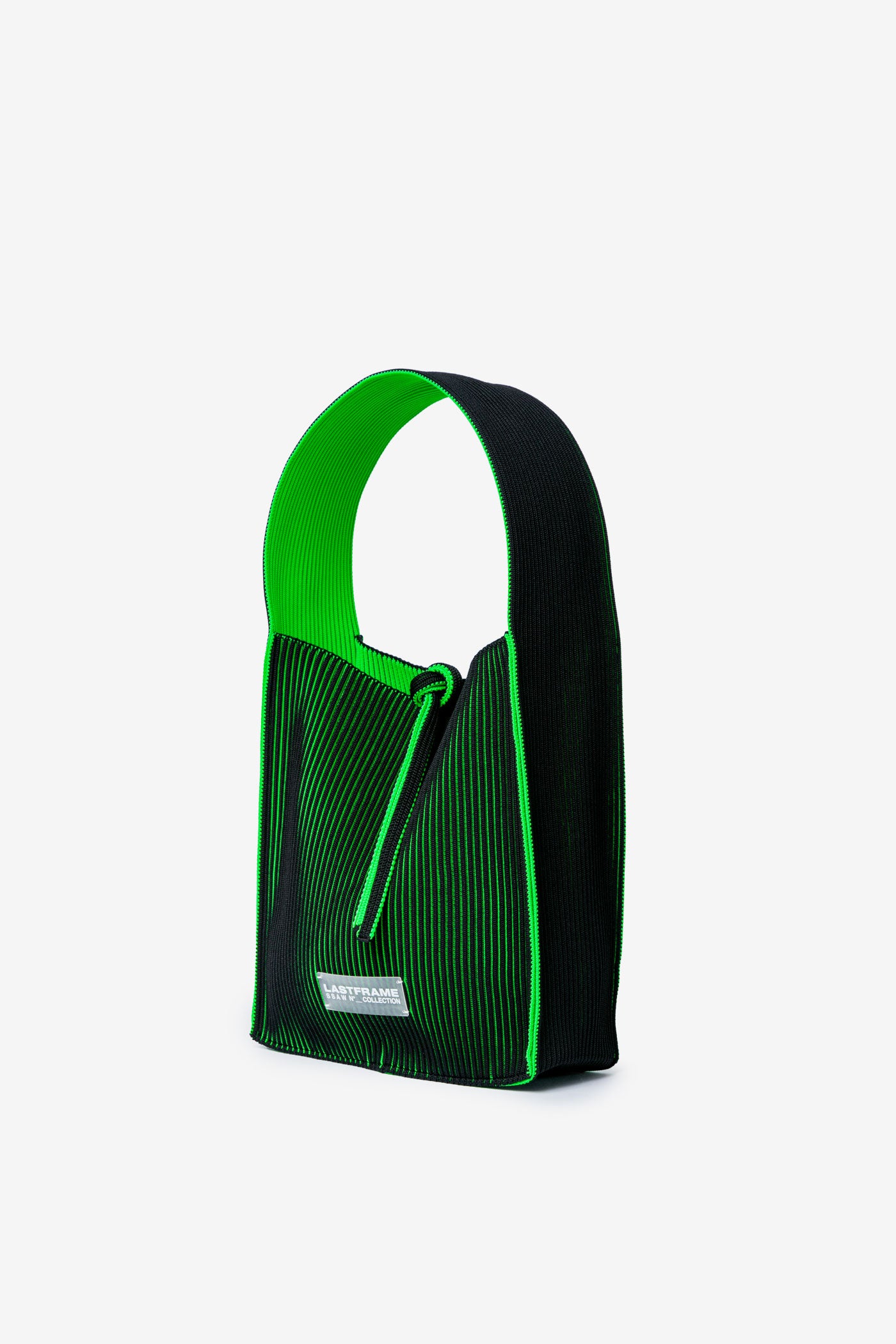 KASANE REVERSIBLE TASUKI TOTE SMALL / BLACK × NEON GREEN