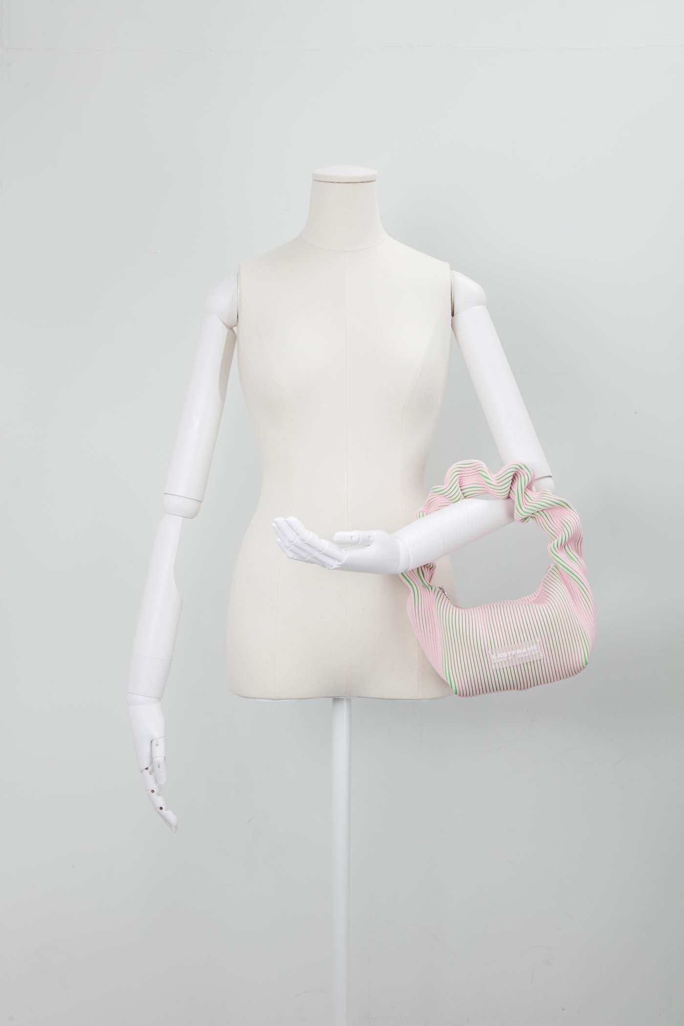 KASANE KUSHU KUSHU BAG / LIGHT PINK × NEON GREEN