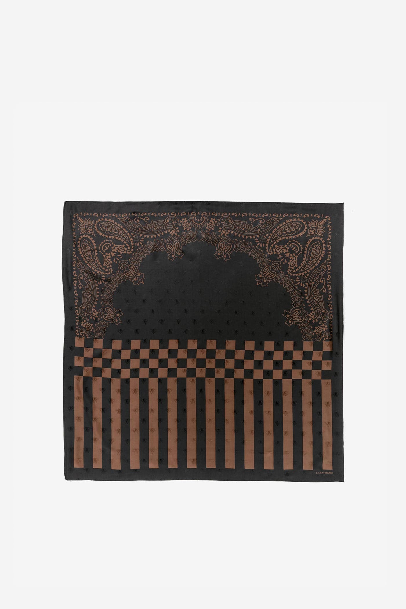 BANDANA SILK SCARF 90cm × 90cm / BLACK × BROWN