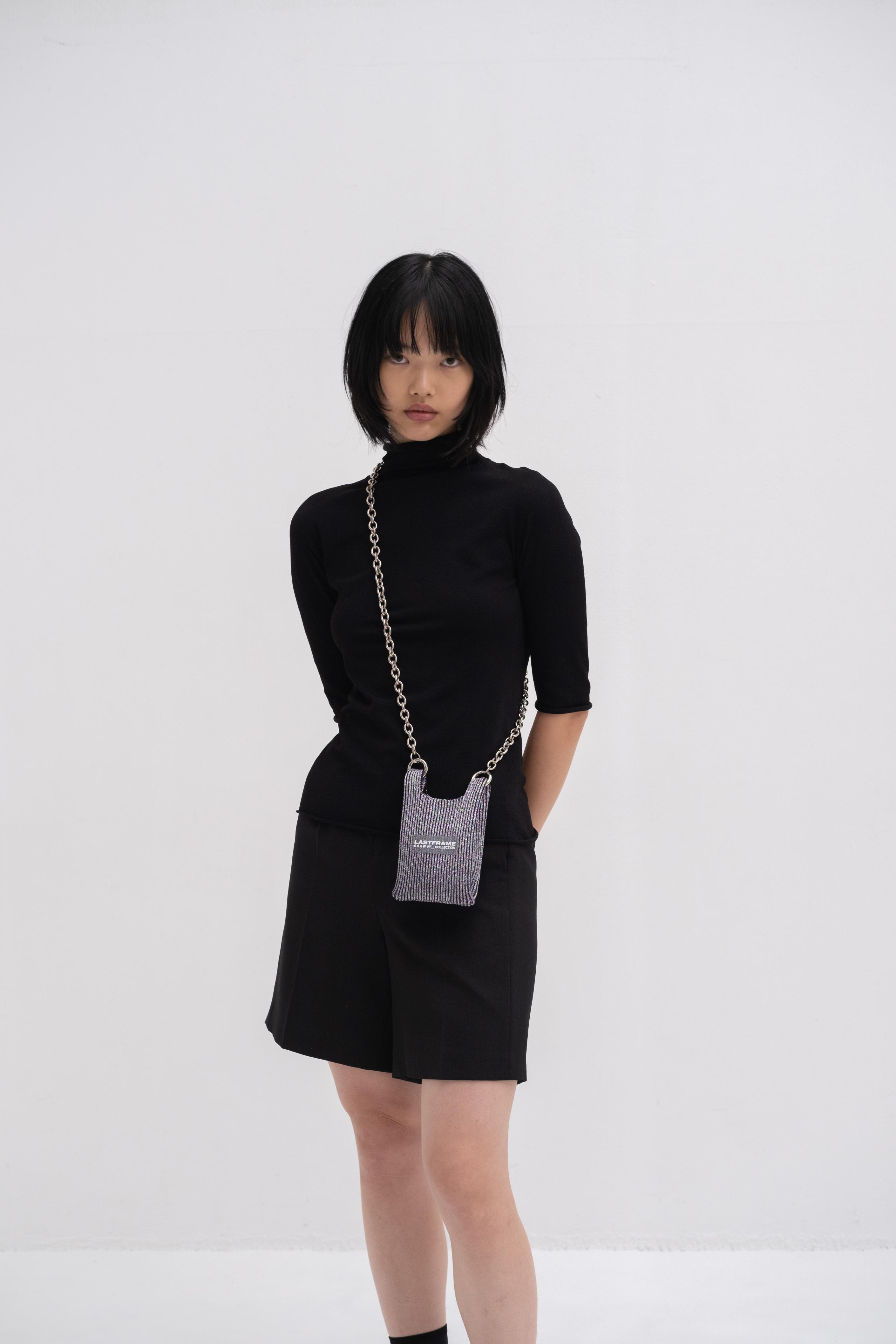 KYOTO METALLIC MARKET BAG MICRO / DARK SILVER × BLACK