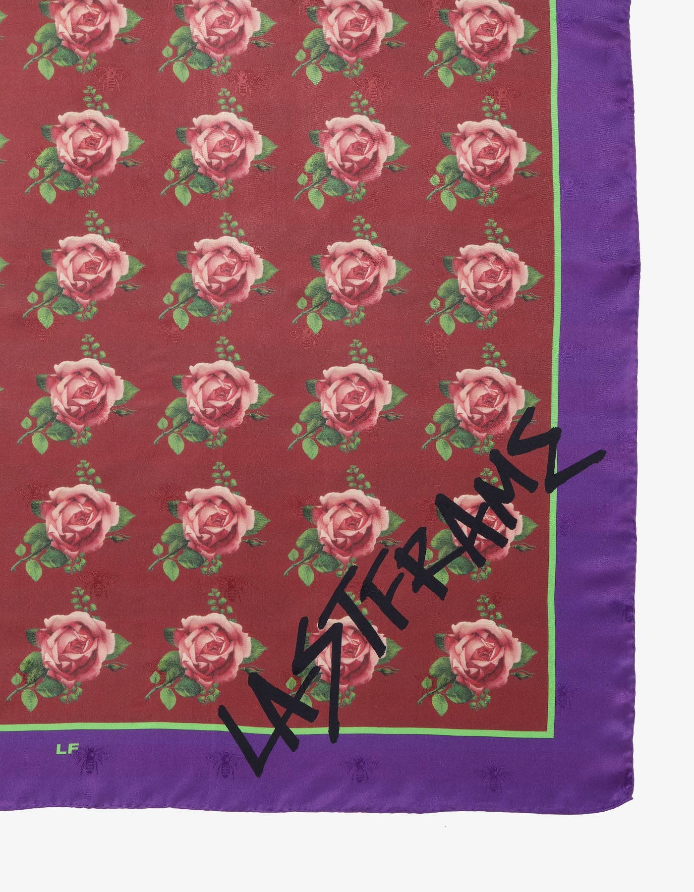 ROSE SILK SCARF 90cm × 90cm / PURPLE × BURGUNDY