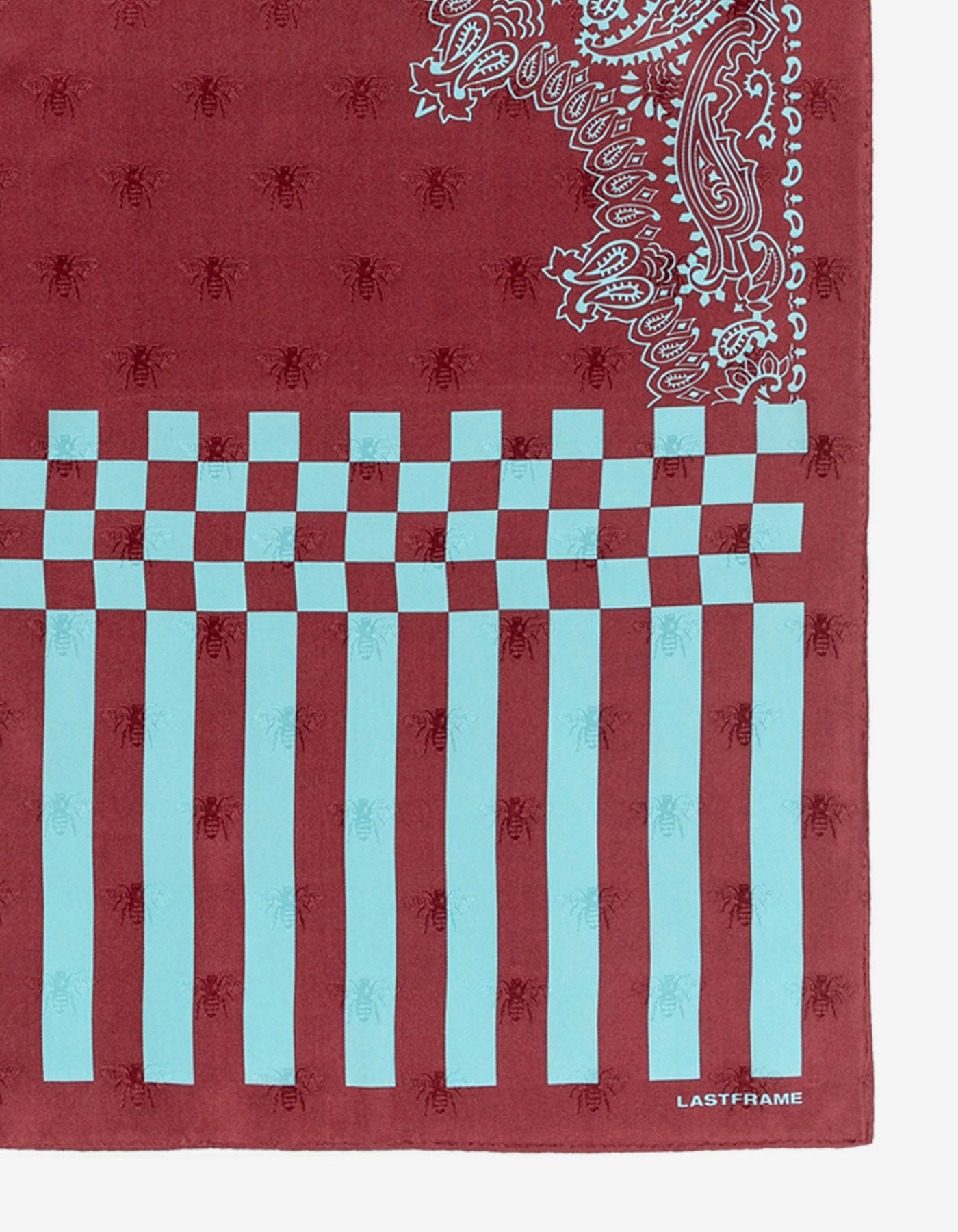 BANDANA SILK SCARF 53cm × 53cm / BORDEAUX × AQUA
