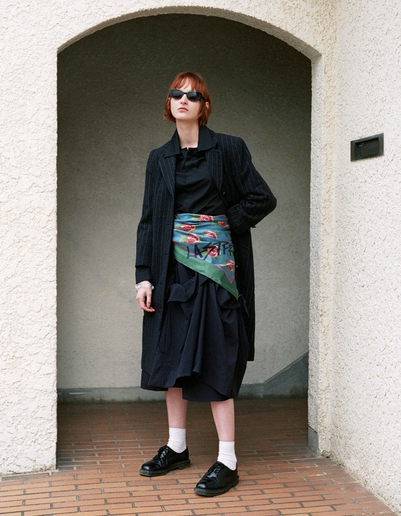 ROSE SILK SCARF 90cm × 90cm / GREEN × BLUE
